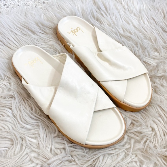Beek White Platform Leather Criss Cross Strappy Sandals - Picture 1 of 8